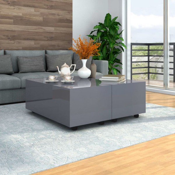 Coffee table, gray, 100x100x35cm, very glossy