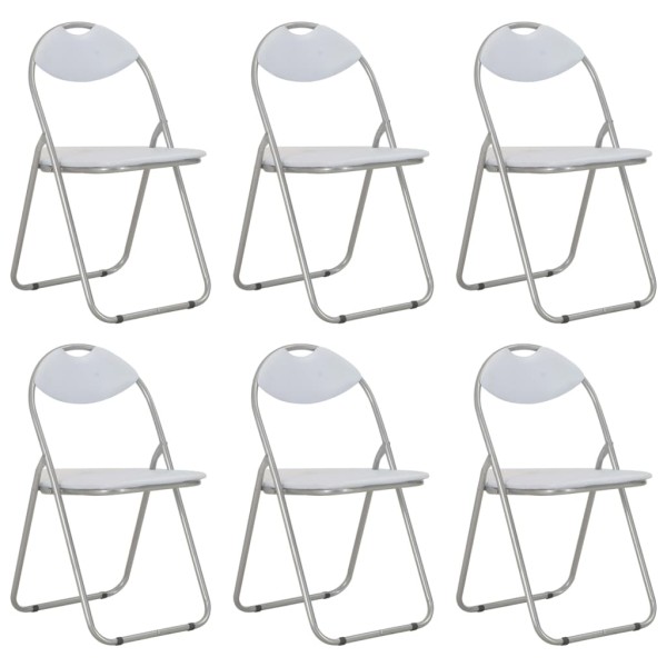 Folding dining chairs, 6 pcs., white sp., artificial leather