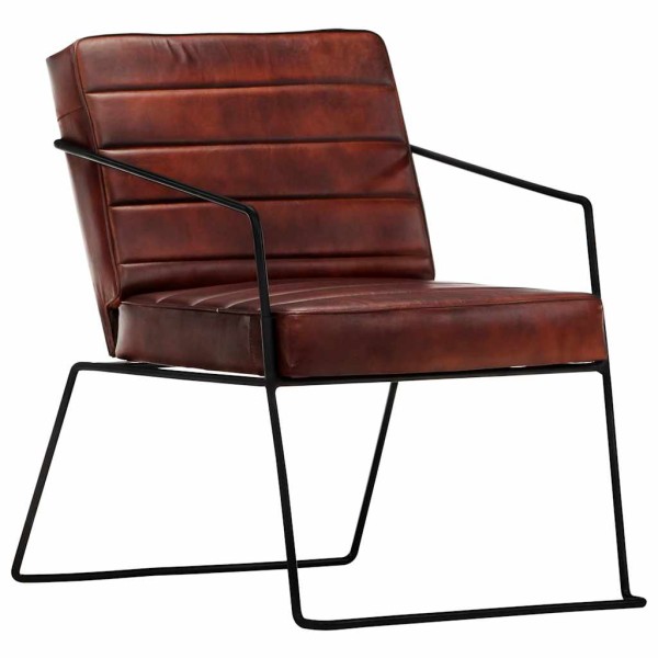 Armchair, dark brown, genuine leather