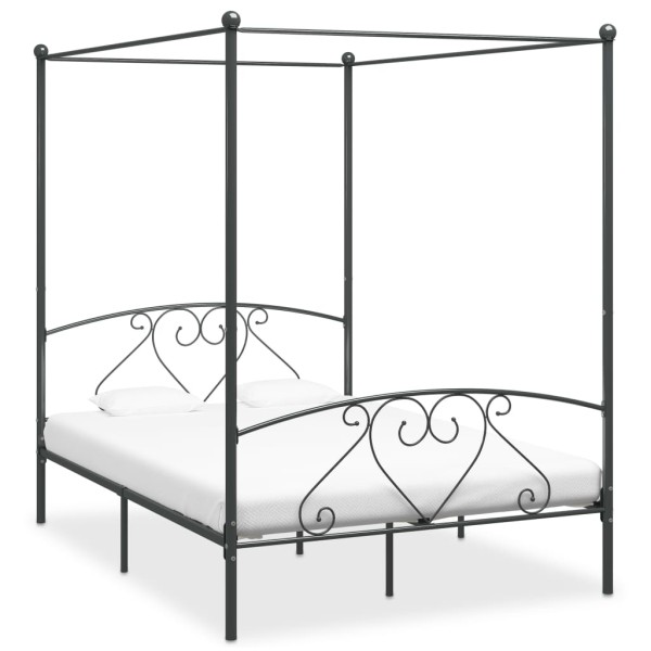 Bed with canopy, gray, 140x200cm, metal