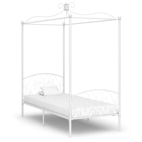 Bed frame with canopy, white, 90x200cm, metal
