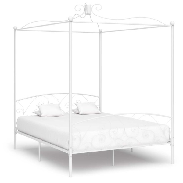 Bed frame with canopy, white, 180x200cm, metal