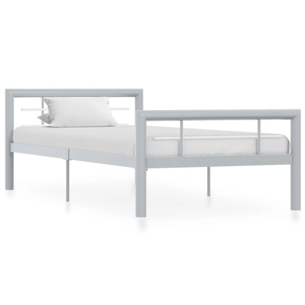 Bed frame, gray and white, 100x200cm, metal