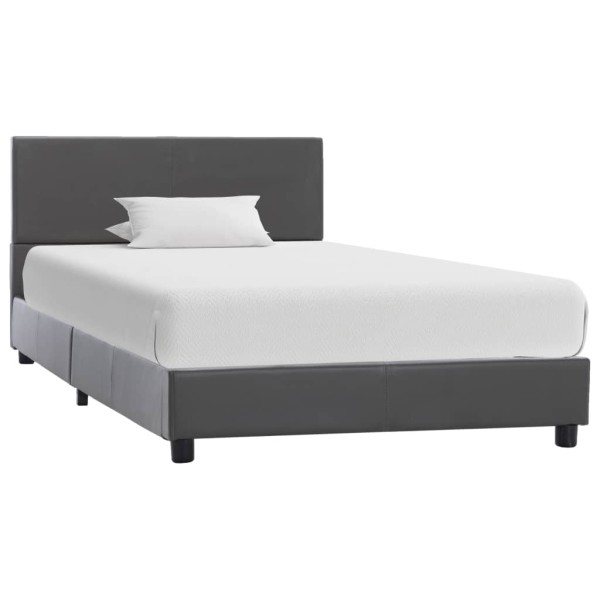 Bed frame, gray, 100x200 cm, artificial leather