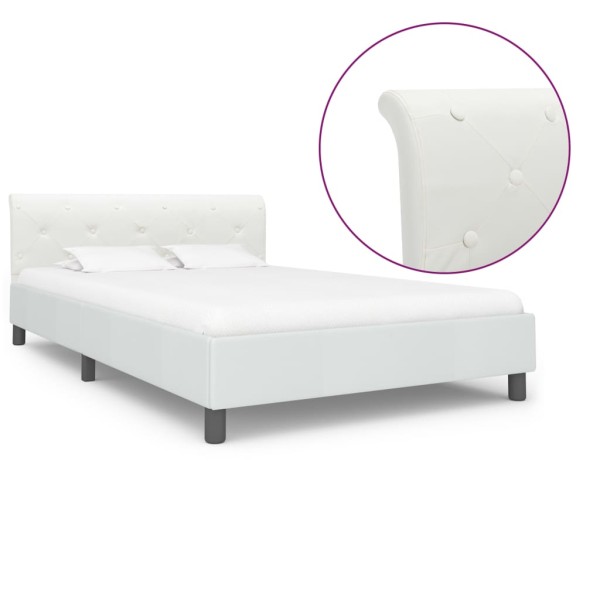 Bed frame, white, 120x200cm, artificial leather