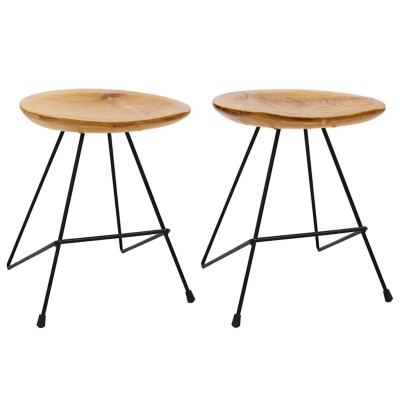 Stools, 2 units, solid teak...
