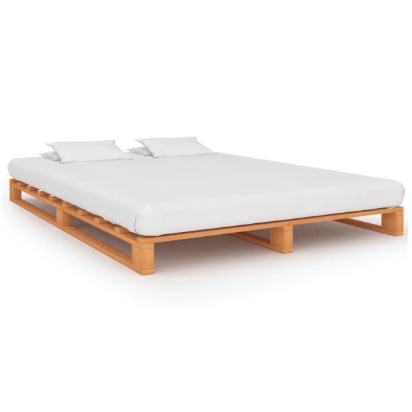 Bed frame made of pallets, brown, 140x200cm, solid pine