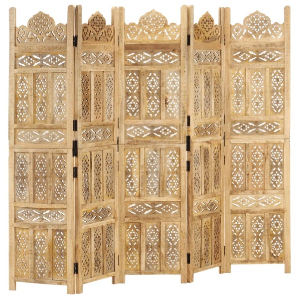 Room divider, 5 parts, 200x165cm, mango solid, carved