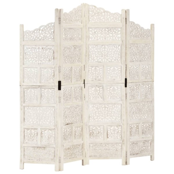 Room partition, 4 parts, white, 160x165cm, mango solid