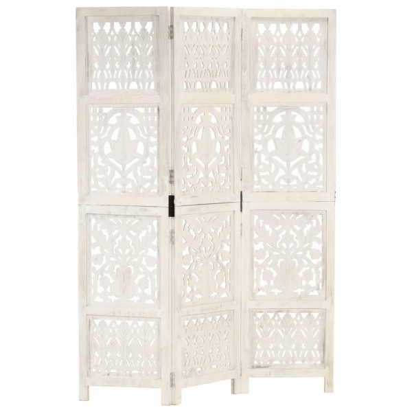 Room partition, 3 parts, white, 120x165cm, mango solid