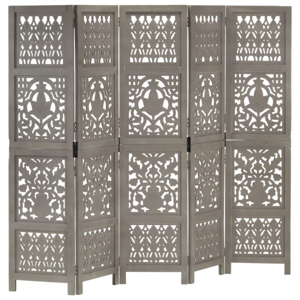 Room partition, 5 parts, gray, 200x165cm, mango solid
