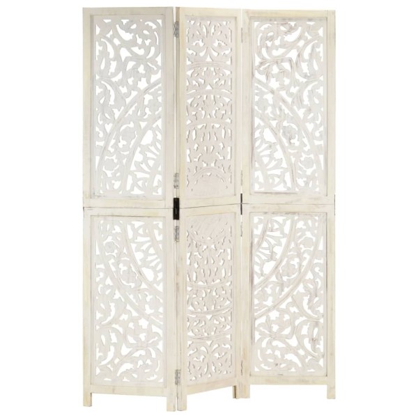 Room partition, 3 parts, white, 120x165cm, mango solid