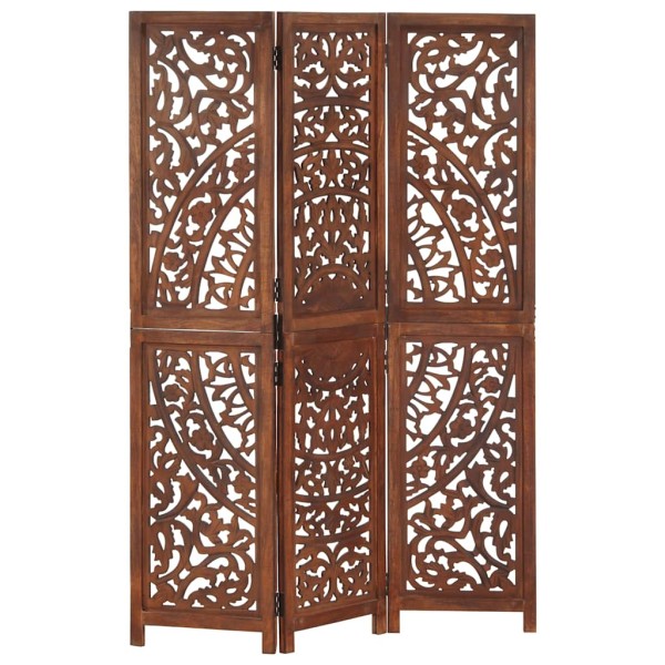 Room partition, 3 parts, brown, 120x165cm, mango solid