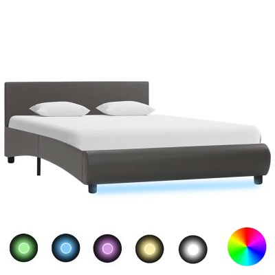 Bed frame with LED, gray...