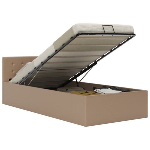 Bed frame with storage box, cappuccino, 100x200cm, artificial leather