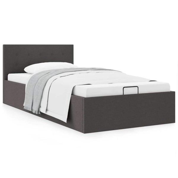 Bed frame with storage box, dark gray, 100x200cm, fabric