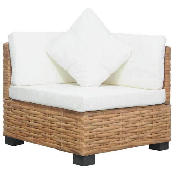 Corner sofa with cushions, natural rattan