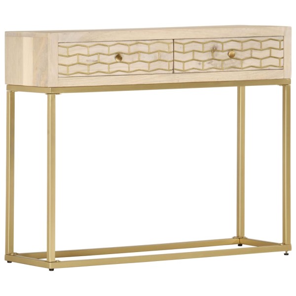 Console table, golden, 90x30x75cm, solid mango