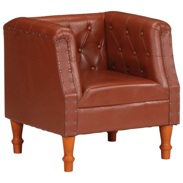 Armchair, brown, genuine leather