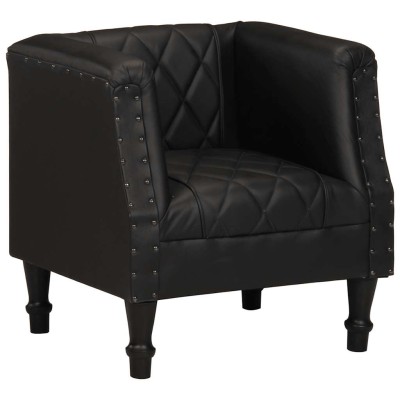 Armchair, black, genuine...
