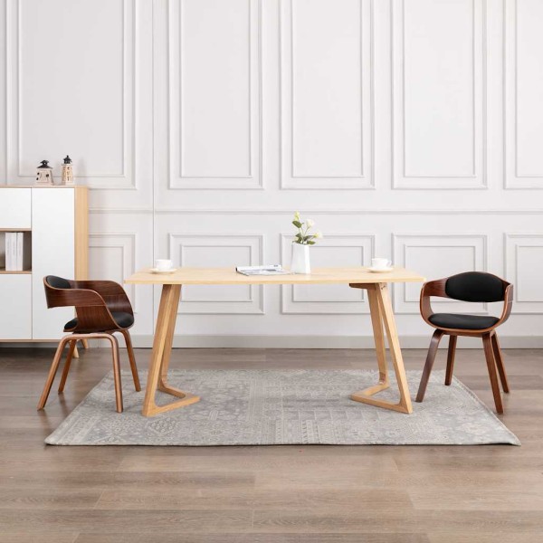 Dining room chairs, 2 pcs., curved wood and artificial leather