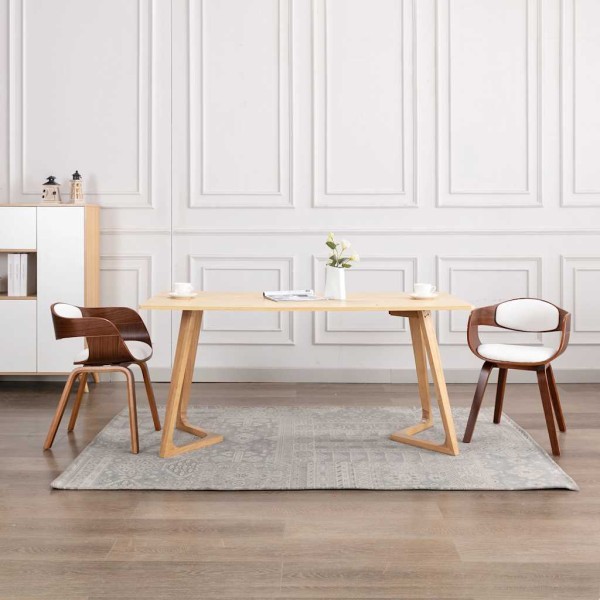 Dining room chairs, 2 pcs., curved wood and artificial leather