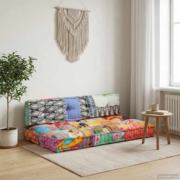 Pillow for the sofa made of pallets, multi-colored, fabric, quilted