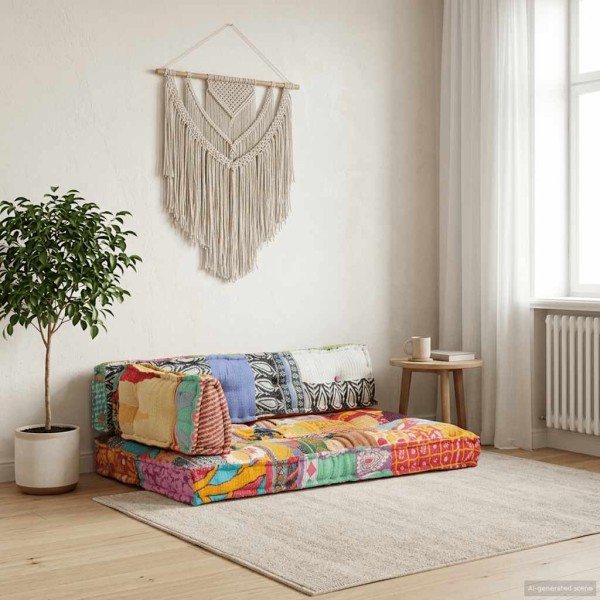 Pillow for the sofa made of pallets, multi-colored, fabric, quilted