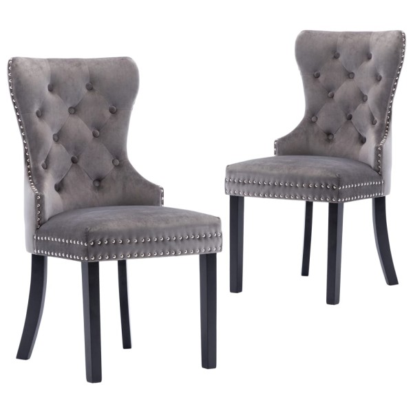 Dining room chairs, 2 pcs., gray color, velvet