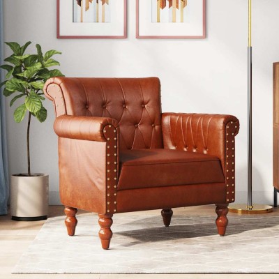 Armchair, brown, genuine...