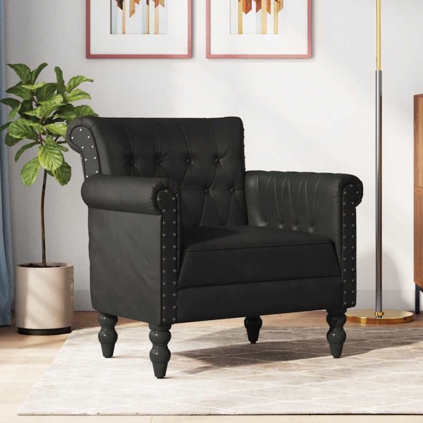 Armchair, black, genuine goat leather