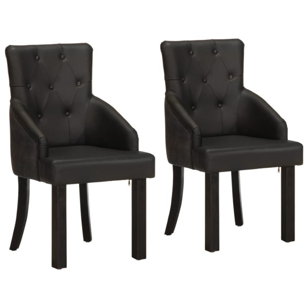 Dining room chairs, 2 pcs., black, genuine goat leather