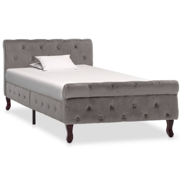 Bed frame, gray, 90x200cm, velvet