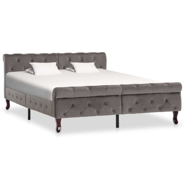 Bed frame, gray, 140x200cm, velvet