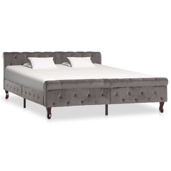 Bed frame, gray, 160x200cm, velvet