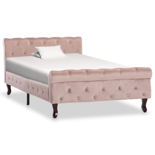 Bed frame, pink, 100x200cm, velvet