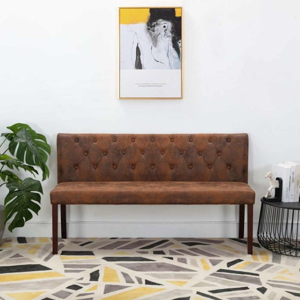Bench, brown, 148.5 cm, artificial leather