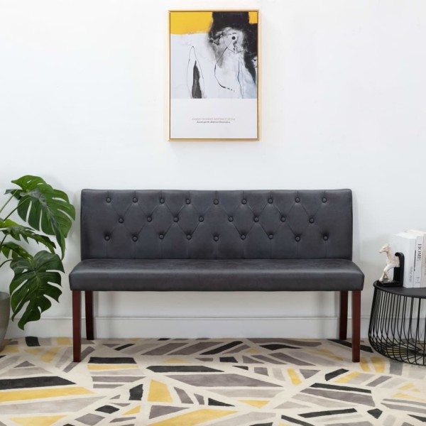 Bench, gray color, 148.5 cm, artificial leather
