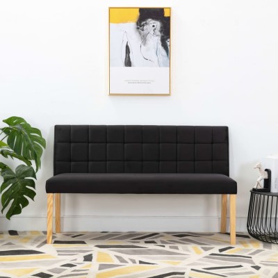 Bench, black, 140cm, velvet
