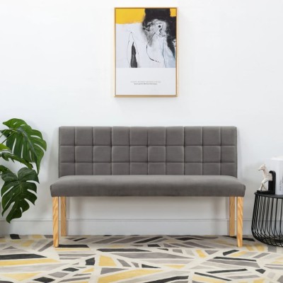Bench, gray, 140cm, velvet