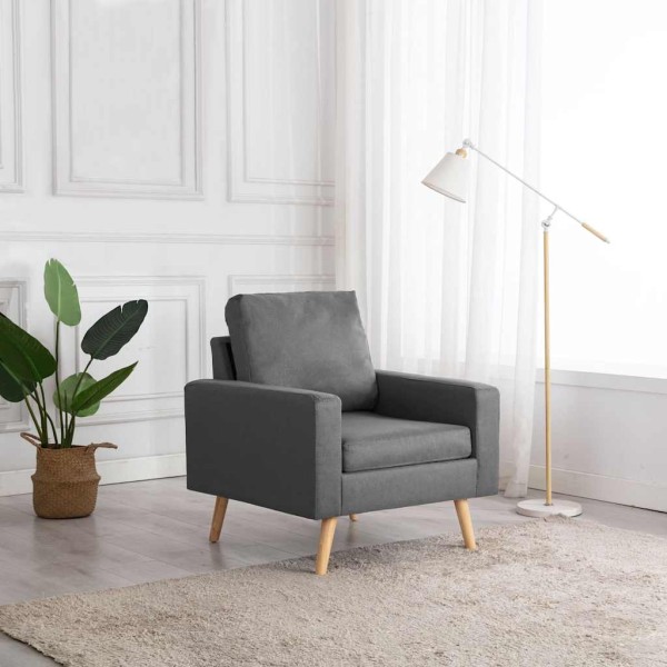 Armchair, light gray color, fabric