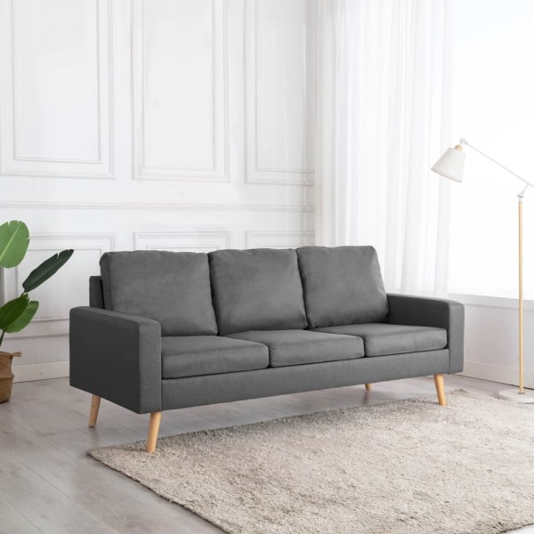 Three-seater sofa, light gray, fabric