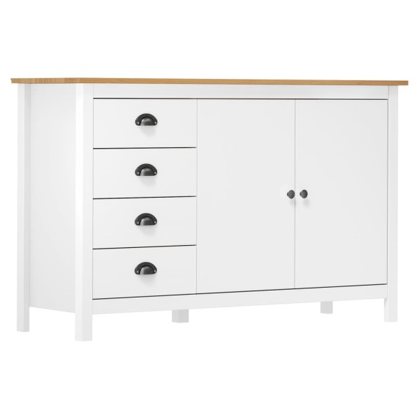 Side cabinet Hill, white, 130x40x80cm, solid pine