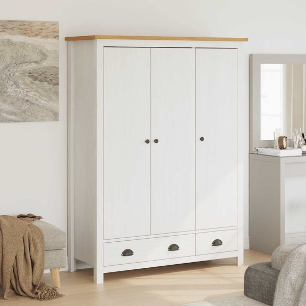 Hill wardrobe, white, 127x50x170cm, pine, 3 doors
