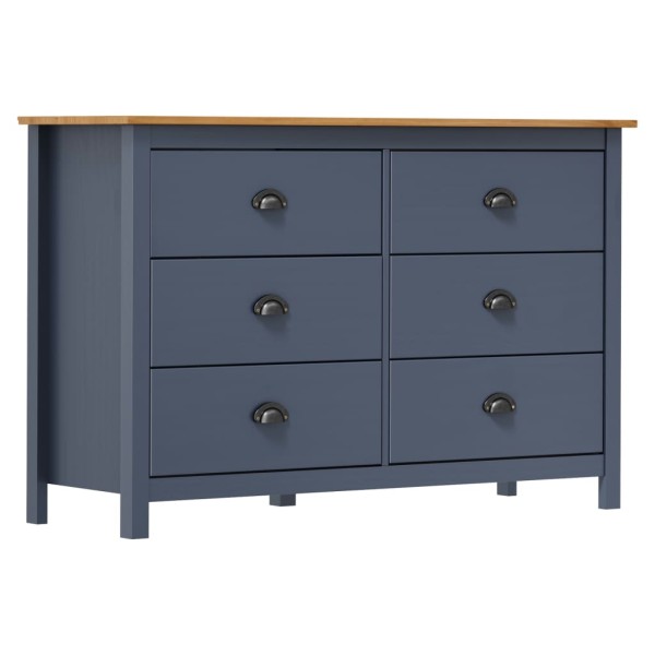 Side cabinet Hill, grey, 125x40x80cm, solid pine