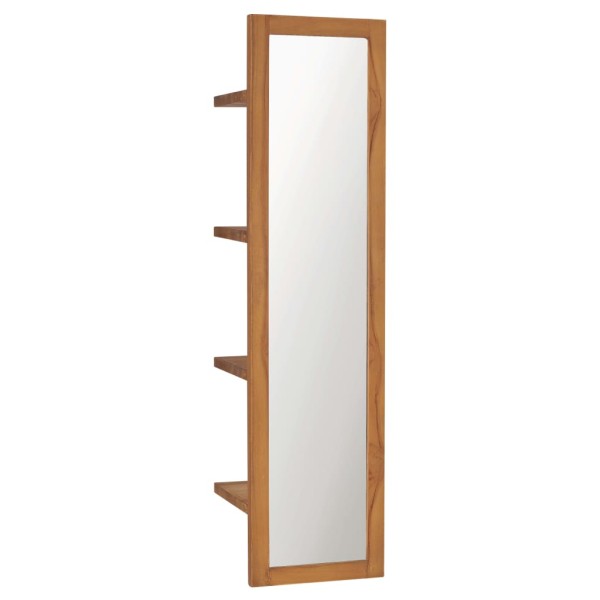 Wall mirror with shelves, 30x30x120cm, teak