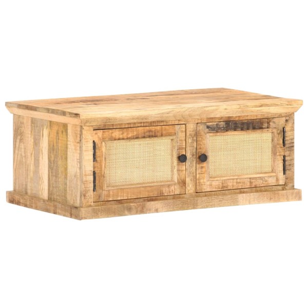 Coffee table, 90x50x35cm, solid mango wood and cane