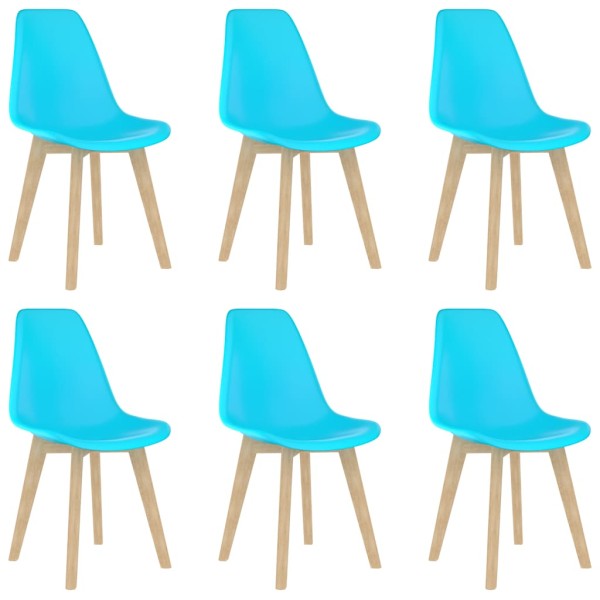 Dining room chairs, 6 pcs., blue, plastic