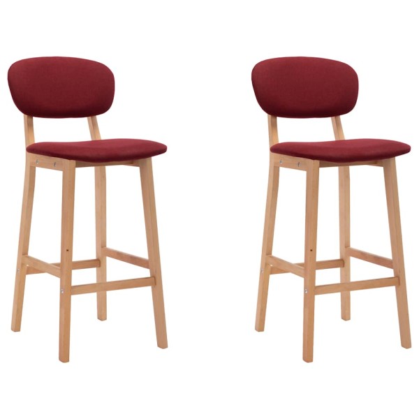 Bar stools, 2 pcs., red wine color, fabric