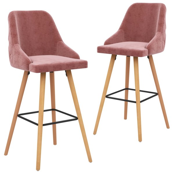 Bar stools, 2 pcs., pink, velvet